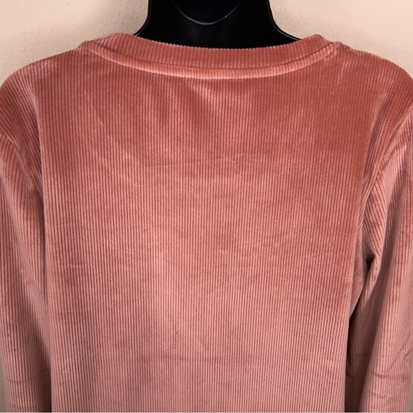 Medium Soma Mauve Pink Peachy Ribbed Velour Sweatshirt Loungewear Casual - Picture 6 of 14